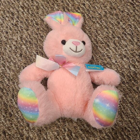 Kellytoy Hug Mees Easter Bunny Rabbit Soft Purple Rainbow Plush Stuffed Toy - Picture 1 of 3